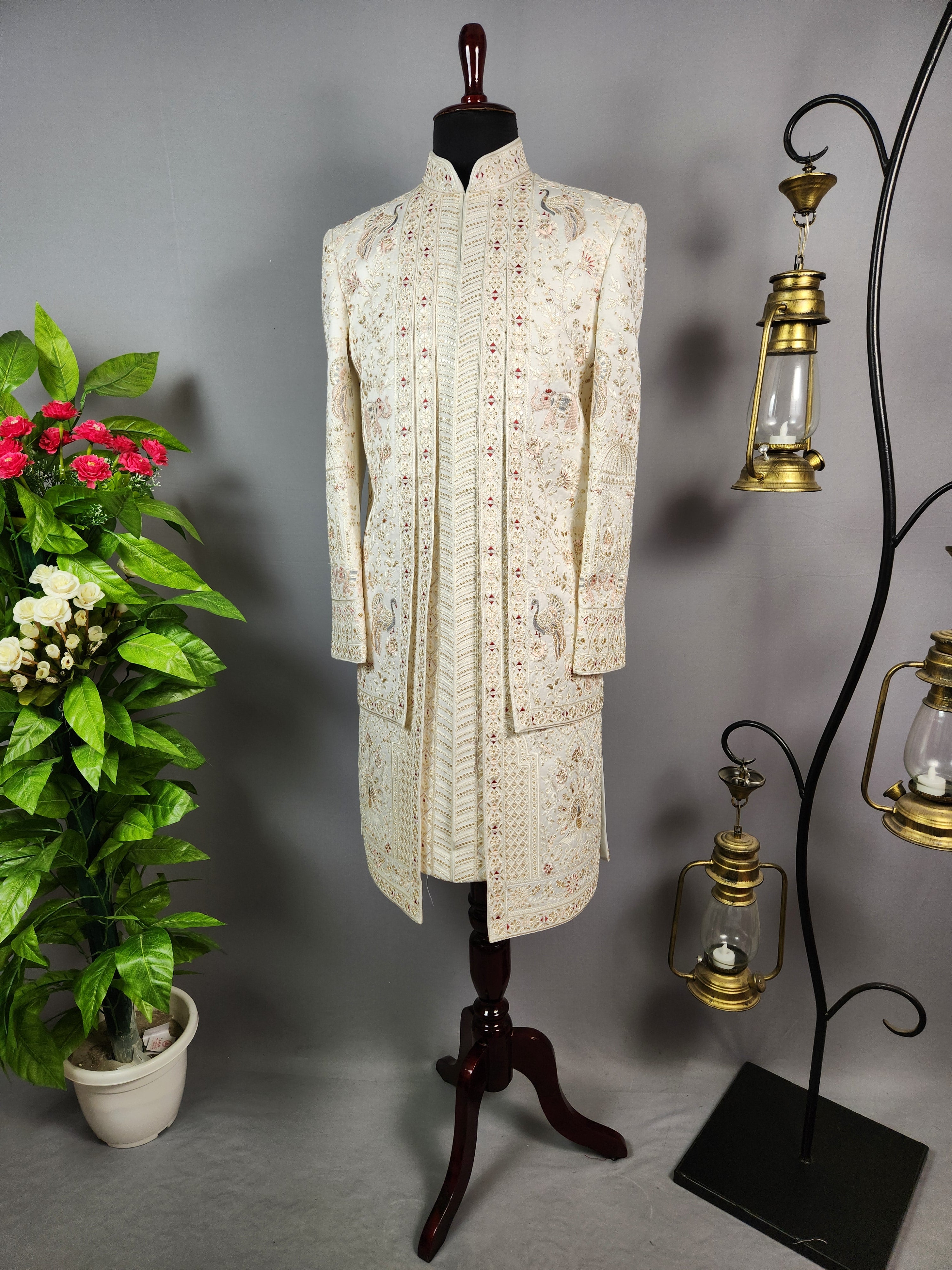 Luxury White Wedding Groom Sherwani  | Sherwani For Men