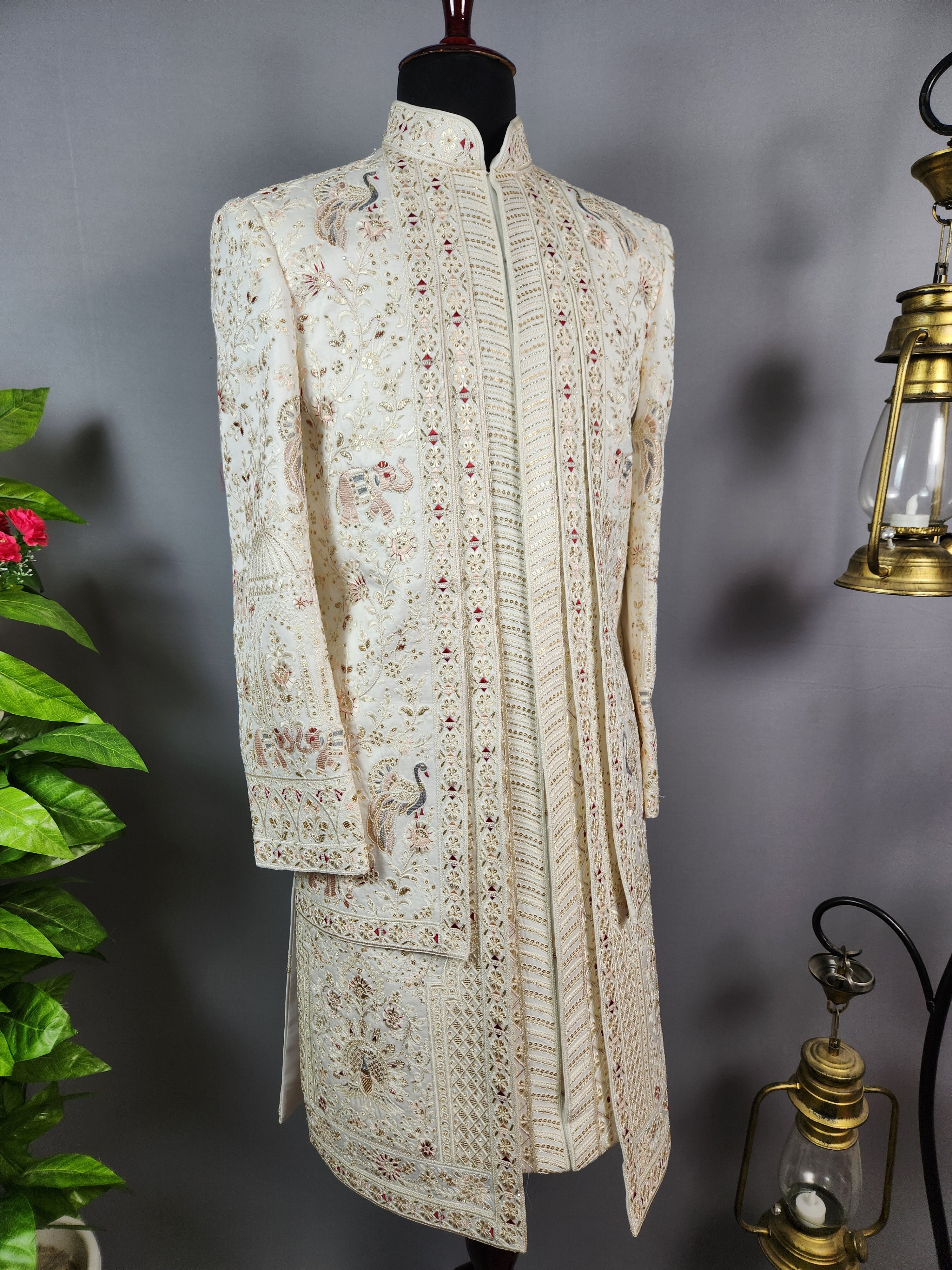 Luxury White Wedding Groom Sherwani  | Sherwani For Men