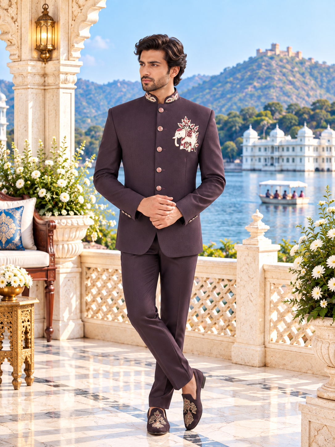 Wine Jodhpuri Suit for Wedding – Custom Made | Indian Groom Outfit