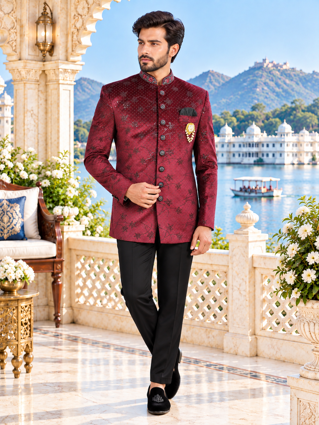 Wine Jodhpuri Suit for Wedding – Custom Made | Indian Groom Outfit